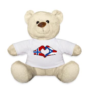 Norway Puerto Rico Hands Heart Shape - Teddy Bear - white - Front