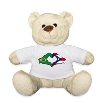 Brasilien Puerto Rico Flagge Hände Herzform - Teddy - Weiß - Vorne