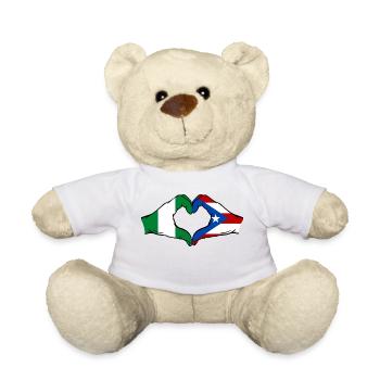 Nigeria Puerto Rico Flagge Hände Herzform - Teddy - Weiß - Vorne