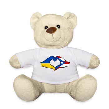Ukraine Puerto Rico Flag Hands Heart Shape - Teddy Bear - white - Front
