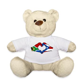 South Africa Puerto Rico Flag Hands Heart Shape - Teddy Bear - white - Front