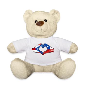 Puerto Rico Chile flag hands heart shape used - Teddy Bear - white - Front