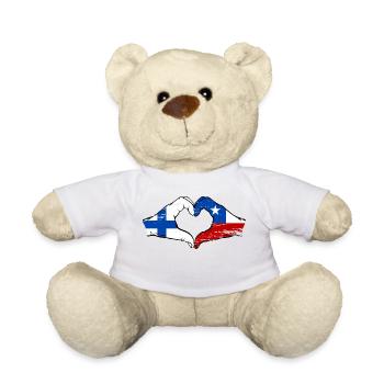 Finlande Chili drapeau mains forme de coeur utilisé - Nounours - blanc - Devant
