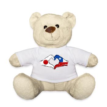 Japan Chile flag hands heart shape used - Teddy Bear - white - Front