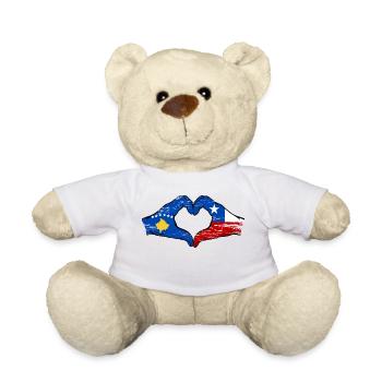 Kosovo Chile Flagge Hände Herzform used - Teddy - Weiß - Vorne