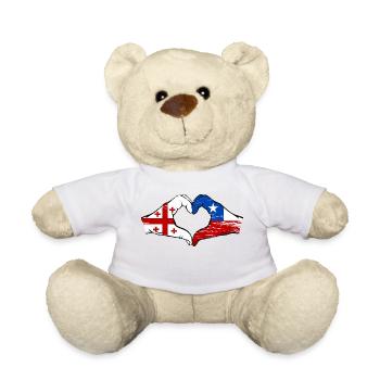 Georgia Chile Flag Hands Heart Shape Used - Teddy Bear - white - Front