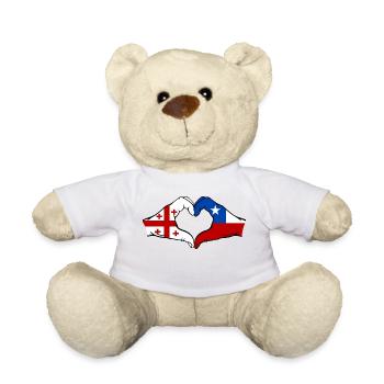 Georgien Chile Flagge Hände Herzform - Teddy - Weiß - Vorne