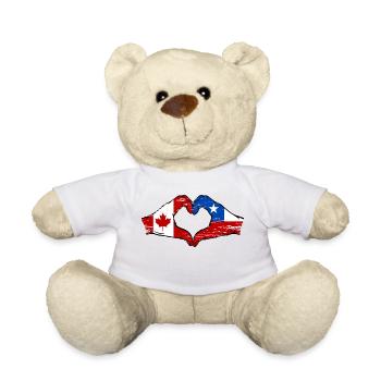 Canada Chile flag hands heart shape used - Teddy Bear - white - Front