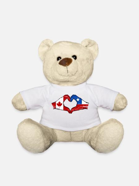 Kanada Chile Flagge Hände Herzform used - Teddy - Weiß