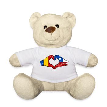 Romania Chile Flag Hands Heart Shape Used - Teddy Bear - white - Front