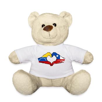 Venezuela Chile Flag Hands Heart Shape Used - Teddy Bear - white - Front