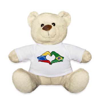Venezuela Brazil Flag Hands Heart Shape Used - Teddy Bear - white - Front