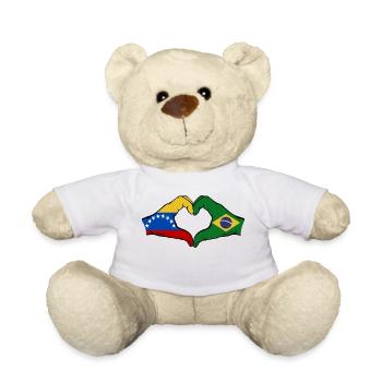 Venezuela Brazil Flag Hands Heart Shape - Teddy Bear - white - Front