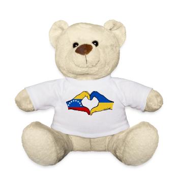 Venezuela Ukraine Flag Hands Heart Shape - Teddy Bear - white - Front