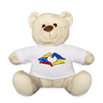 Venezuela Ukraine Flagge Hände Herzform used - Teddy - Weiß - Vorne