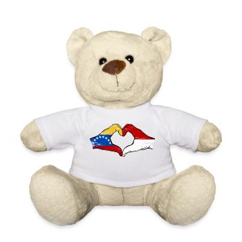 Venezuela Indonesia Flag Hands Heart Shape Used - Teddy Bear - white - Front