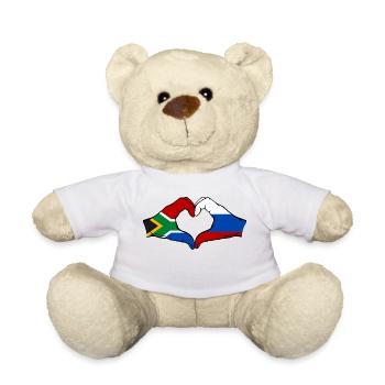 Afrique du Sud Russie Drapeau Mains Coeur Forme - Nounours - blanc - Devant
