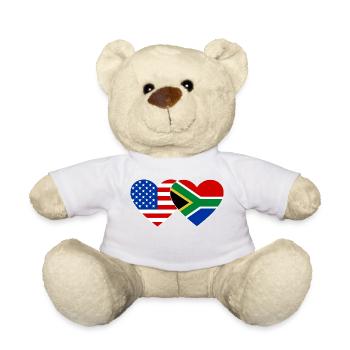 USA South Africa Flag Heart Shape - Teddy Bear - white - Front