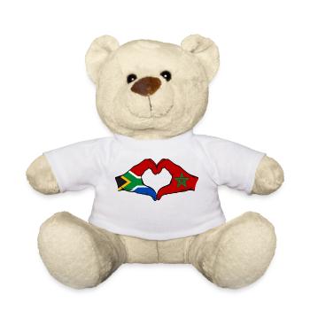 South Africa Morocco Flag Hands Heart Shape - Teddy Bear - white - Front