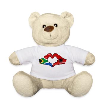 Afrique du Sud Albanie Drapeau Mains Coeur Forme Utilisé - Nounours - blanc - Devant