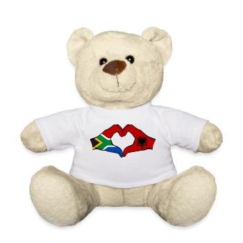 Afrique du Sud Albanie Drapeau Mains Coeur Forme - Nounours - blanc - Devant