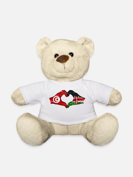 Tunesien Kenia Flagge Hände Herz used - Teddy - Weiß