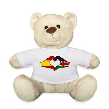 Spanien Kenia Flagge Hände Herz - Teddy - Weiß - Vorne
