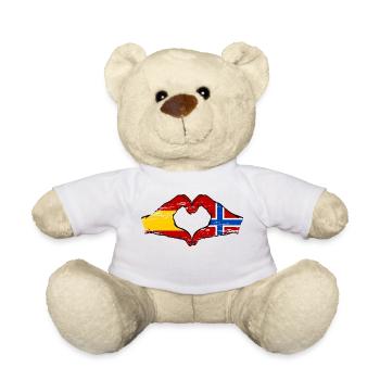 Spain Norway flag hands heart used - Teddy Bear - white - Front