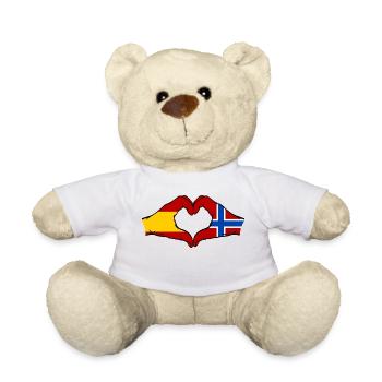 Spanien Norwegen Flagge Hände Herz - Teddy - Weiß - Vorne