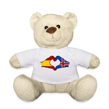 Espagne Islande Drapeau Mains Coeur - Nounours - blanc - Devant