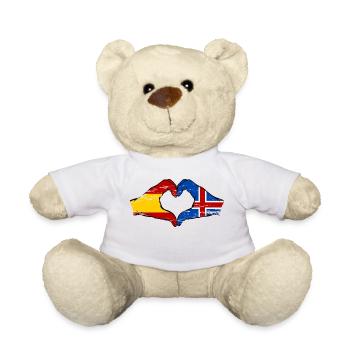 Spain Iceland flag hands heart used - Teddy Bear - white - Front