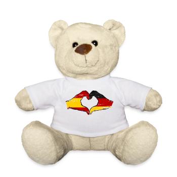 Spanien Deutschland Flagge Hände Herz used - Teddy - Weiß - Vorne