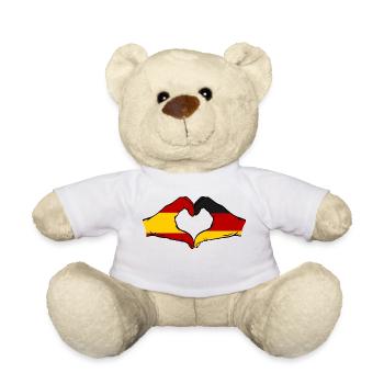 Spanien Deutschland Flagge Hände Herz - Teddy - Weiß - Vorne