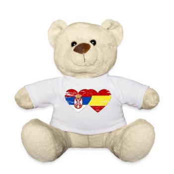 Serbien Spanien Flagge Hände Herzform used - Teddy - Weiß - Vorne