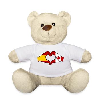 Espagne Canada Drapeau Mains Coeur - Nounours - blanc - Devant