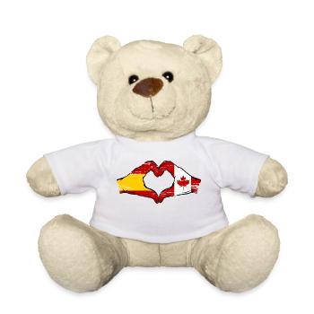 Espagne Canada Drapeau Mains Coeur Utilisé - Nounours - blanc - Devant