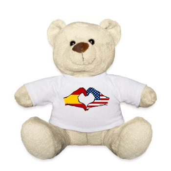 Spain USA Flag Hands Heart - Teddy Bear - white - Front