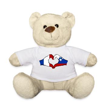 France Slovenia Flag Hands Heart Shape - Teddy Bear - white - Front