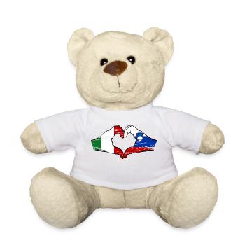 Italy Slovenia flag hands heart shape used - Teddy Bear - white - Front