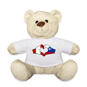 Pérou Slovénie Drapeau Mains Coeur Forme - Nounours - blanc - Devant