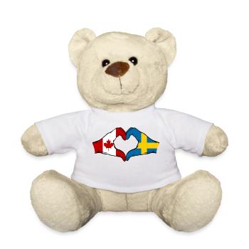 Canada Suède Drapeau Mains Coeur Forme - Nounours - blanc - Devant