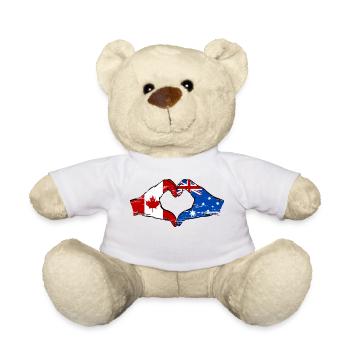 Canada Australie Drapeau Mains Coeur Utilisé - Nounours - blanc - Devant