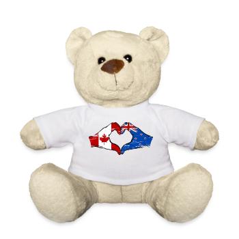 Mains du drapeau du Canada de la Nouvelle-Zélande en forme de coeur utilisé - Nounours - blanc - Devant