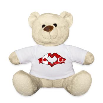 Canada Turkey Flag Hands Heart Shape Used - Teddy Bear - white - Front