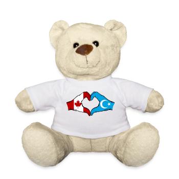 Drapeau ouïghour du Canada en forme de cœur - Nounours - blanc - Devant