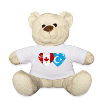 Drapeau du Canada ouïghour coeur utilisé - Nounours - blanc - Devant