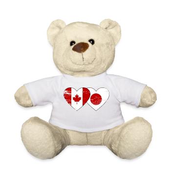 Canada Japon Drapeau Coeur Utilisé - Nounours - blanc - Devant