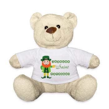 Alles Gute zum St. Patrick's Day - Lächelnder Kobold - Teddy - Weiß - Vorne