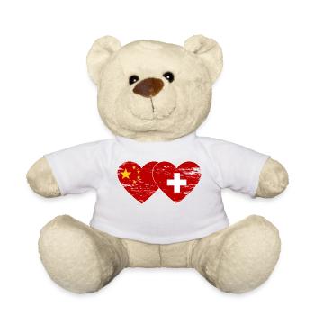 Chine Suisse Drapeau Coeur Utilisé - Nounours - blanc - Devant