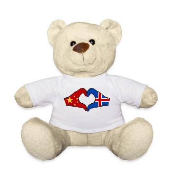 China Iceland Flag Hands Heart Shape - Teddy Bear - white - Front